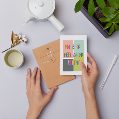 Make Art. Feel Good. Repeat. | Blank Greeting Card