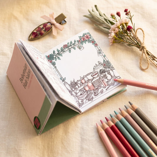 Bohemian Hair Salon Micro Colouring DIY Book