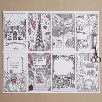 Bohemian Hair Salon Micro Colouring DIY Book
