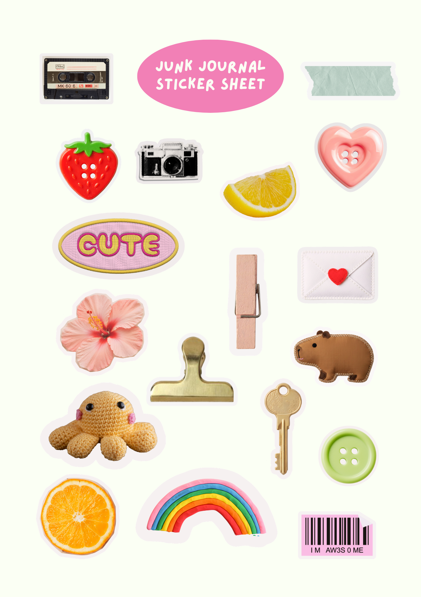 Cute Junk Journal Sticker Set