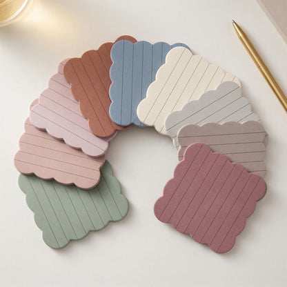 Scallop Sticky Notes Set, Earthy Tones