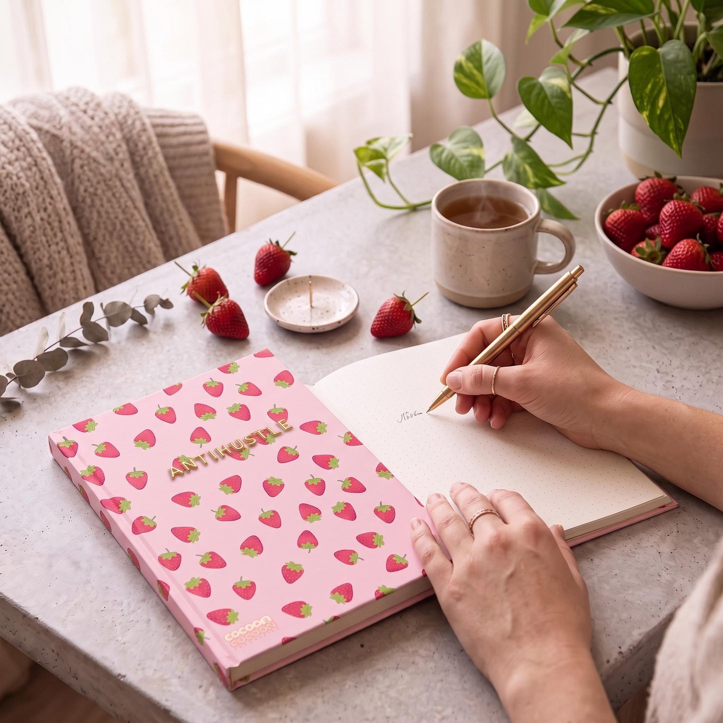 Antihustle, Strawberry Hardcover Journal