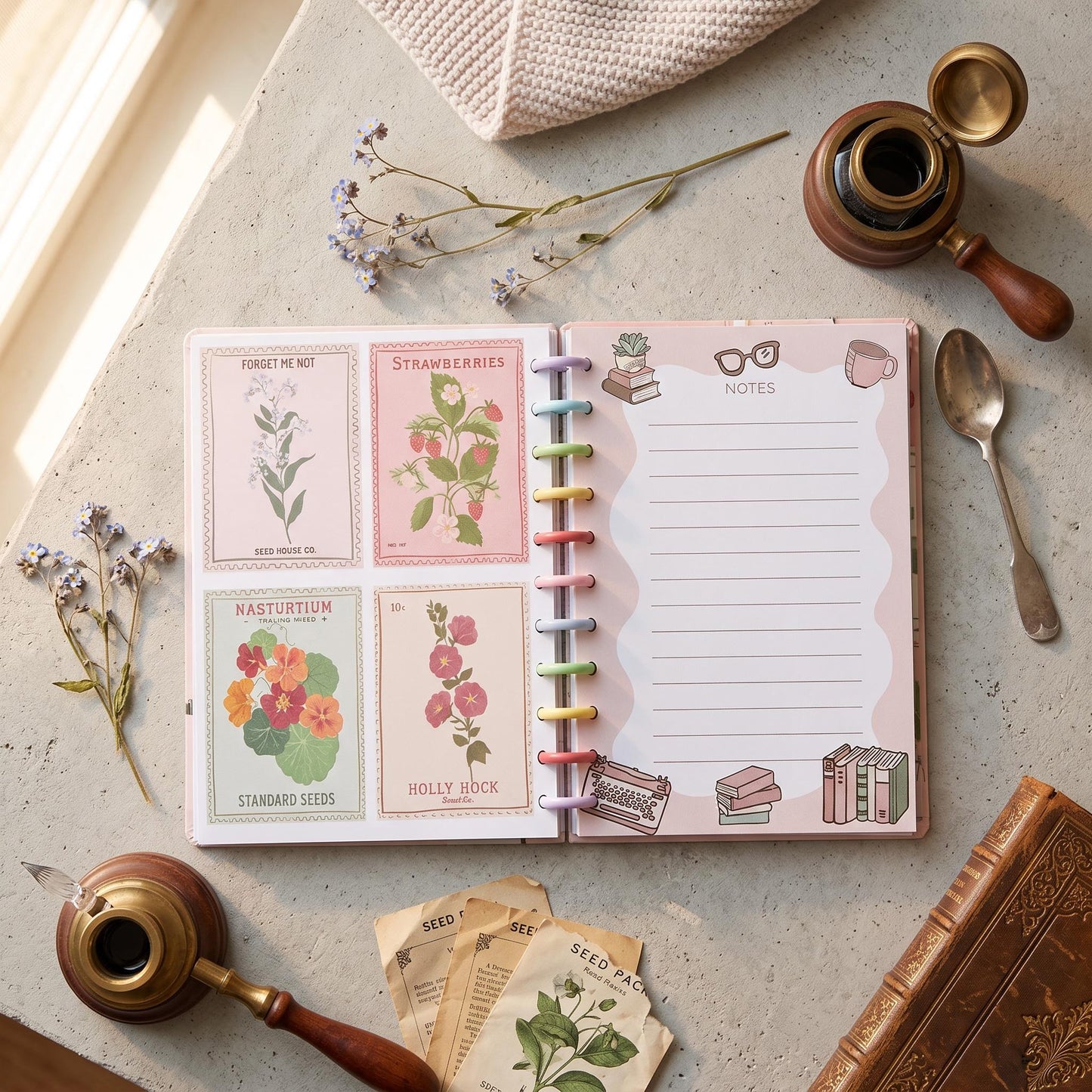 Rainbow Discbound Notebook Hand Crafted