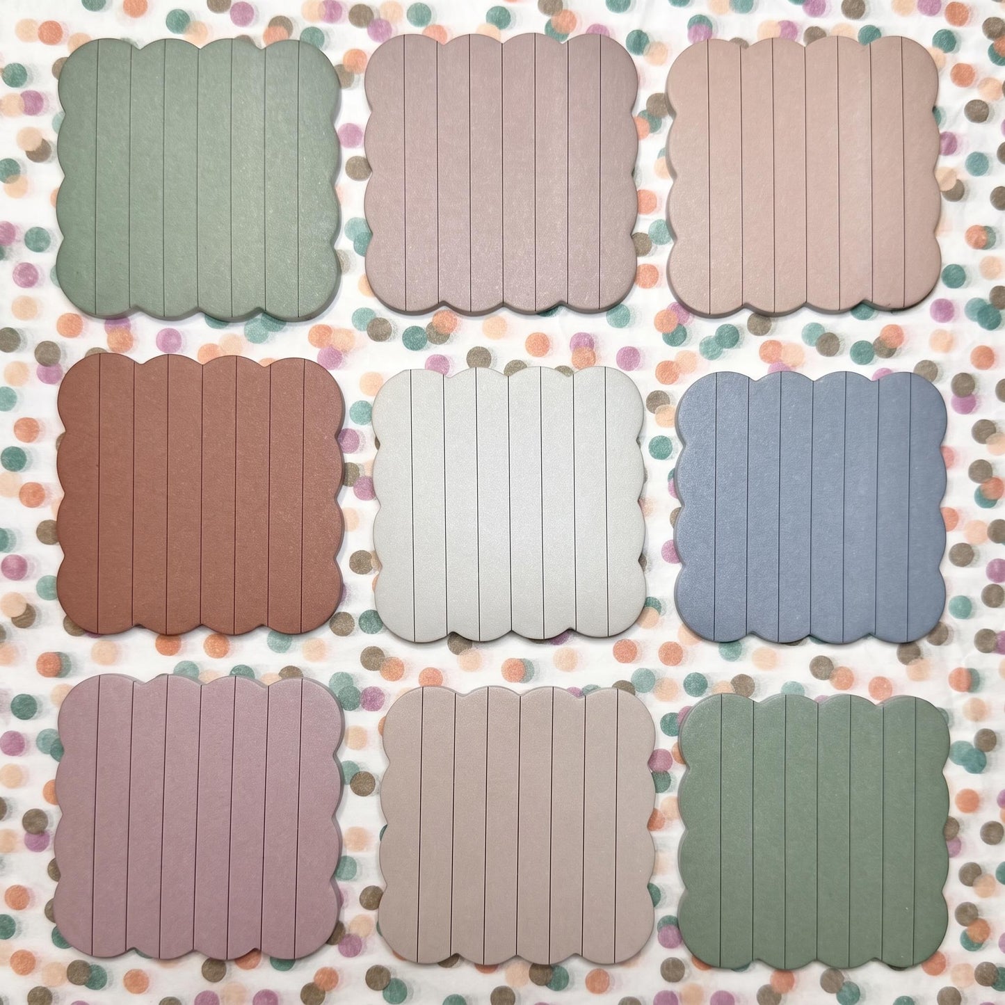 Scallop Sticky Notes Set, Earthy Tones