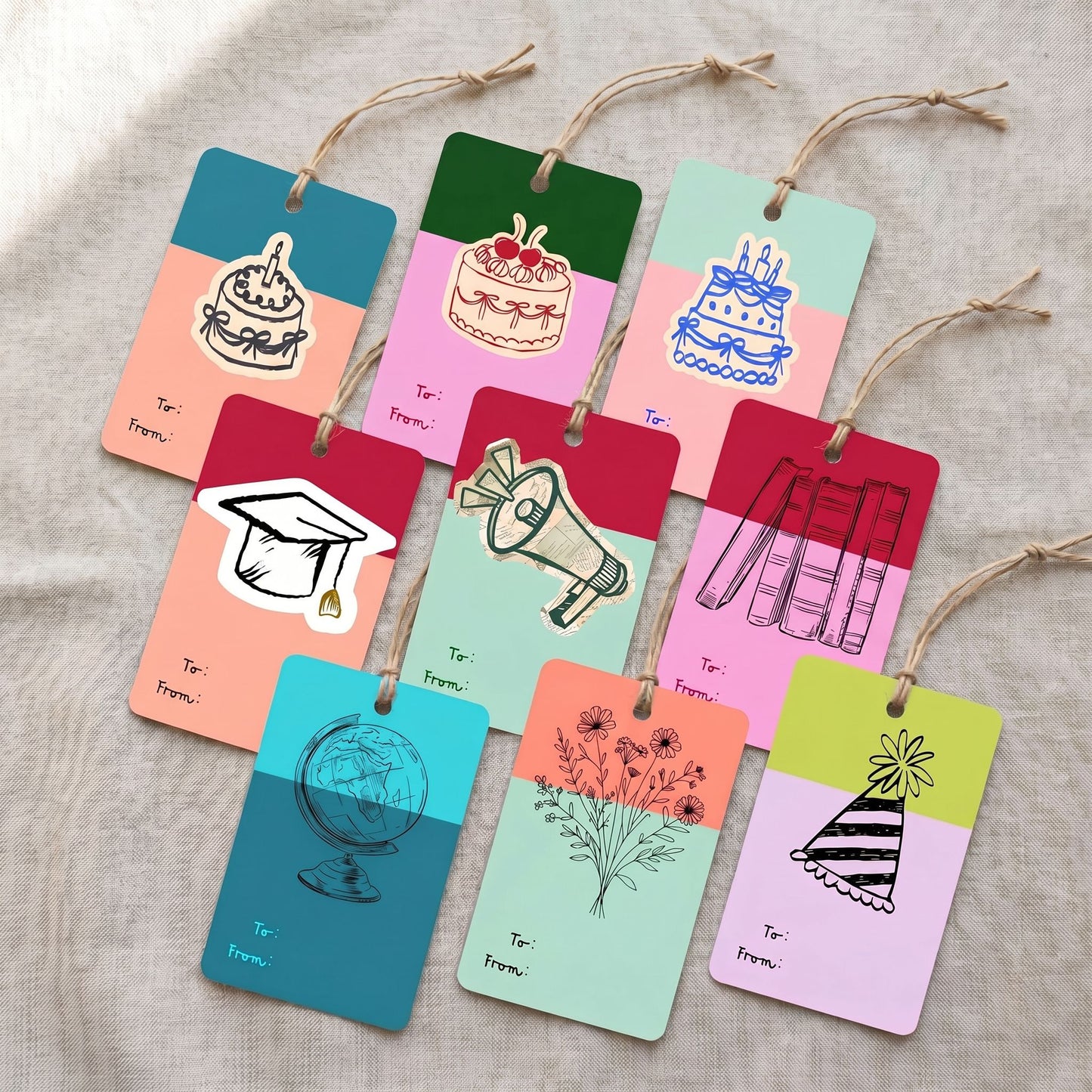 Celebrations Gift Tag Set: 9 Designs