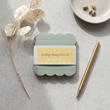 Scallop Sticky Notes Set, Earthy Tones